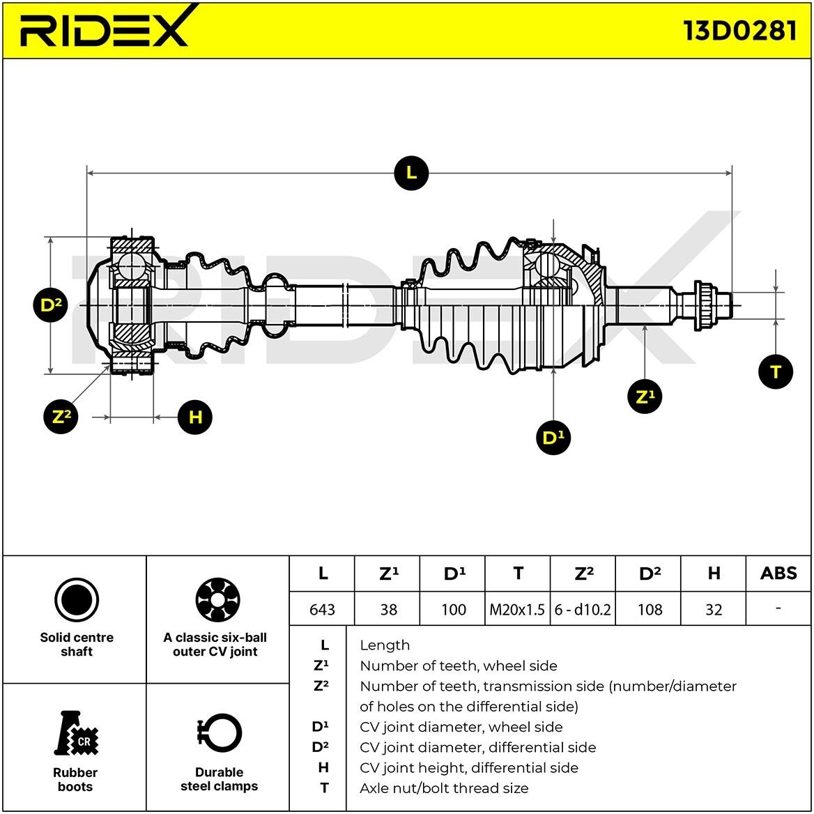 RIDEX 13D0281 Drive shaft