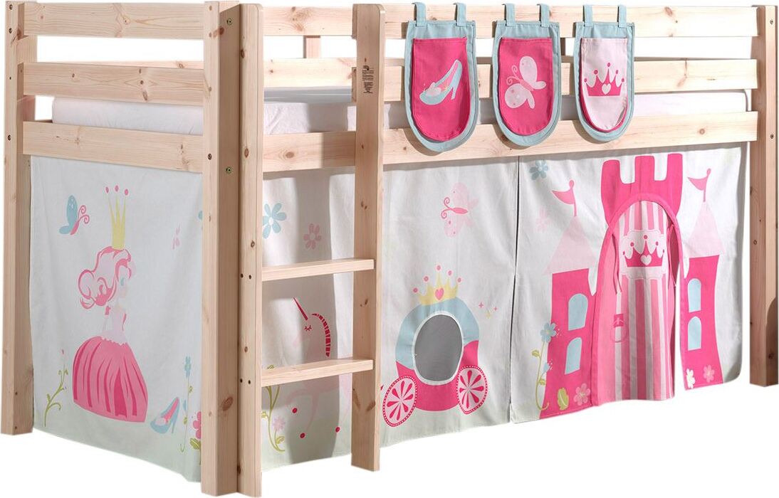 Kinderbett Karolina 210x114x106 Massivholz Natur Textilset Princess 3