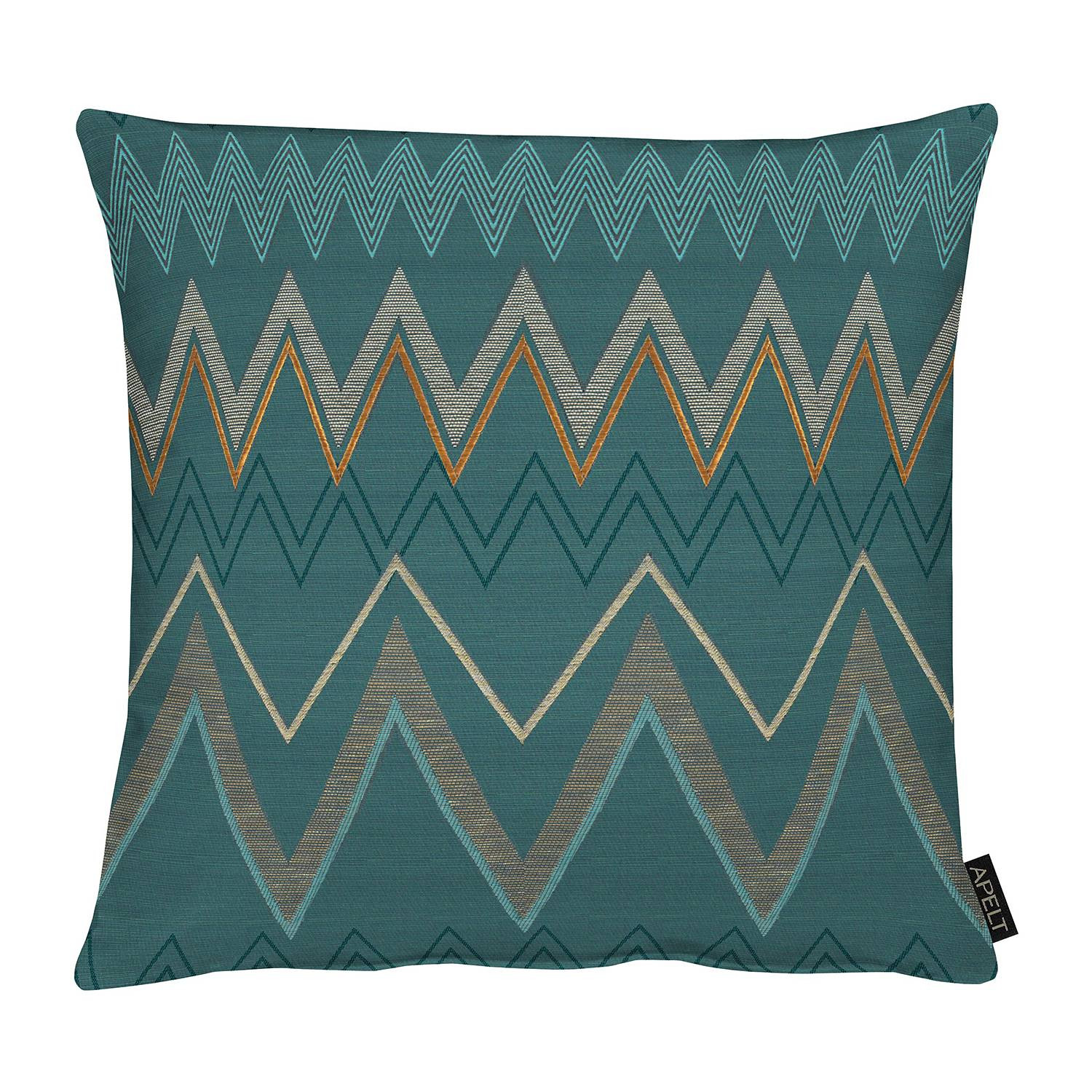 home24 Kussensloop Indira blauw/petrol, 49 x 49 cm, geweven stof