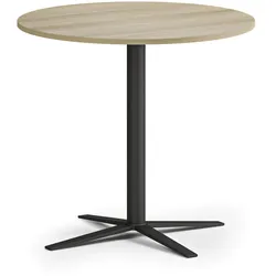 Couchtisch AURA, Durchmesser 60 cm, schwarzes Fußgestell, Eiche natur