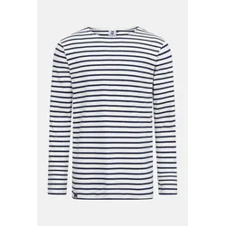 Hanseheld Streifenshirt Herren Natur-Marine Langarm Weiß Blau GOTS Organic