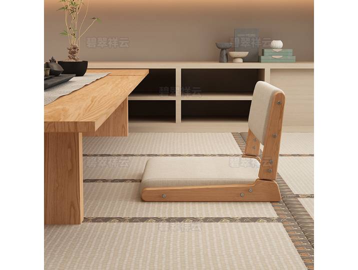 Chaise tatami, chaise de loisirs avec dossier en bois massif, tabouret bas, chaise basse pliable, chaise avec dossier, chaise de sol, chaise à coussin moelleux