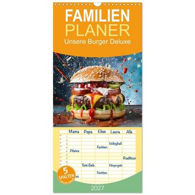 Familienplaner 2027 - Unsere Burger Deluxe mit 5 Spalten (Wandkalender, 21 x 45 cm) CALVENDO