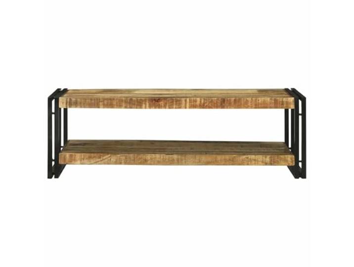 KTHLBRH Couchtisch Braun Mangoholz massiv 120 x 50 x 38 cm Rustikal mit Ablage, Stahlrahmen, für Wohnzimmer, bequeme Aufbewahrung
