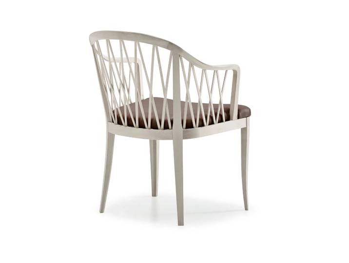 Stolab Chaise à accoudoirs Widemar cuir marron foncé , bouleau huilé