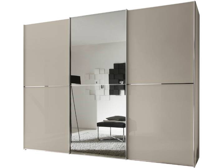 Schwebetürenschrank, 249x222x68 cm, Holzwerkstoff, Beige, Glas-Spiegel-Front, Modern, Staud