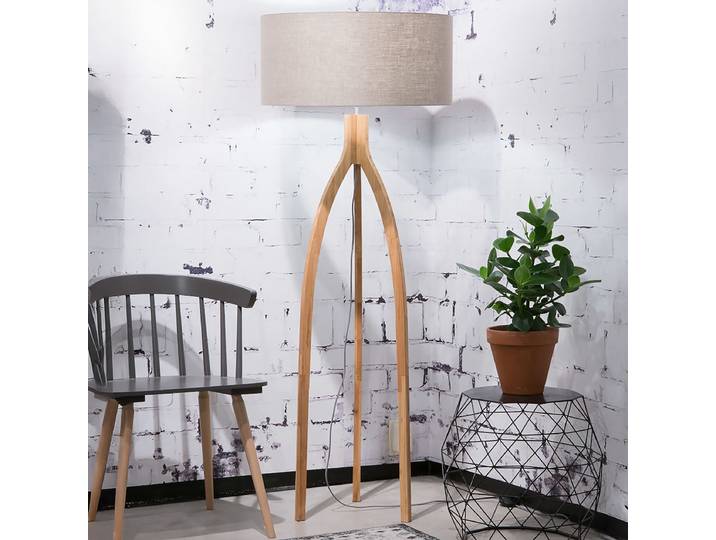 Stehleuchte Annapurna Ø 60cm Grau/Grau Leinen E27