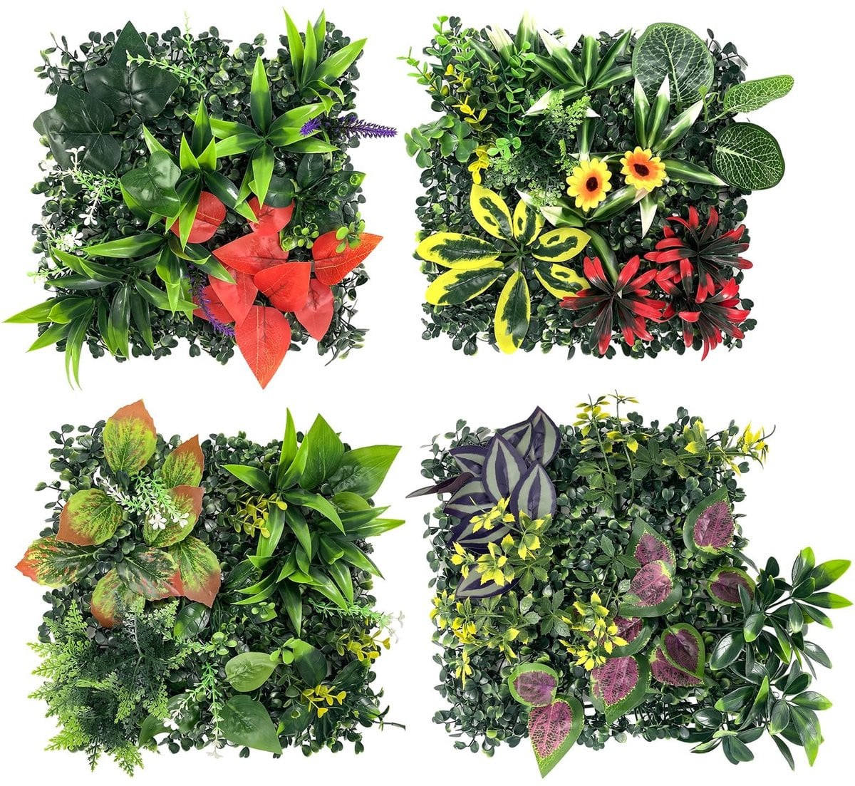 Solidchoice Kunstplanten Wanddecoratie Set van 4 Panelen