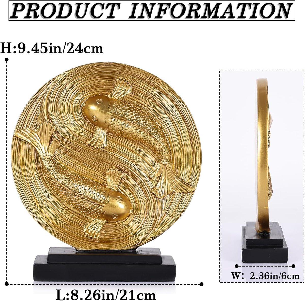 Abstracte Sculptuur Yin Yang Koi Vis - Moderne Ronde Decoratie voor Thuis en Kantoor