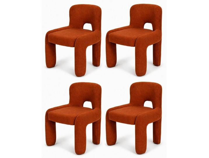 JVmoebel Sitzgruppe Stühle Design Orange Stoff Rund Einzigartig Ausdrucksstark Wohnlich, (4-tlg), Made in Europa