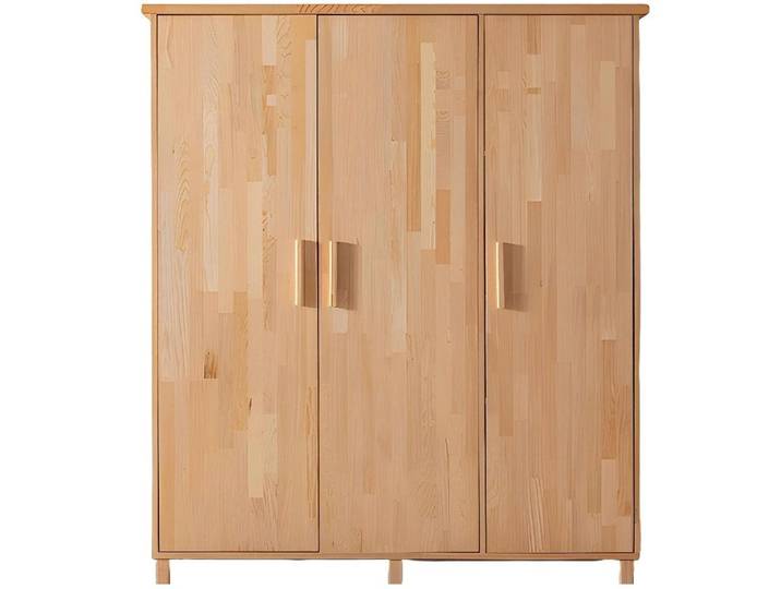 Xlmoebel Kleiderschrank Eleganter beiger Designer-Schrank aus Holz mit drei Türen (Kleiderschrank) Hergestellt in Europa