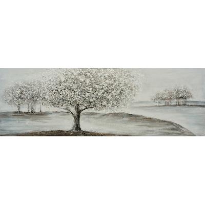 Ölgemälde BÖNNINGHOFF "handarbeit BÄUME 40x120 cm – Wandbild Kunst Deko modern", weiß (farbe bild(er): weiß, grau, schwarz, gold), B:120cm H:40cm T:2cm, Acrylfarbe, Canvas, Holz, Bilder, handgefertigt, jedes Bild ein Unikat