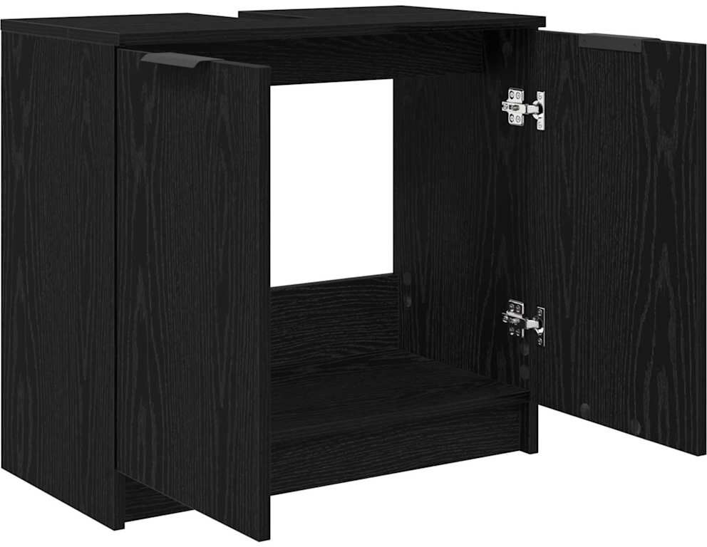 17 Stories Freestanding Under Sink Cabinet Black Oak 59cm H X 64.5cm W X 33.5cm D