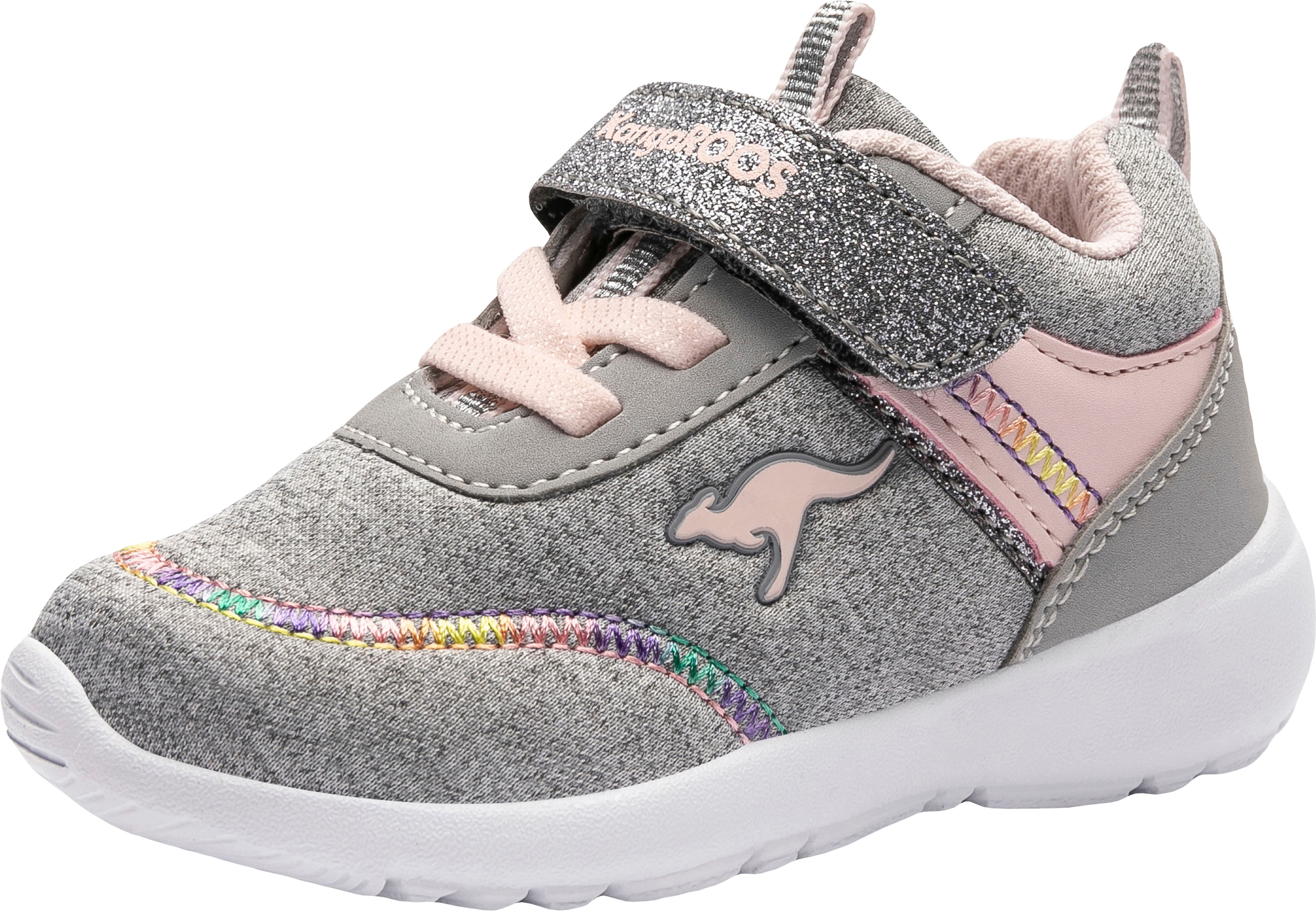 Sneaker KANGAROOS "KY-Chummy EV", Jungen, Gr. 27, grau (grau, rosa), Textil, Schuhe Sneaker, mit praktischem Klettverschluss grau, rosa 27