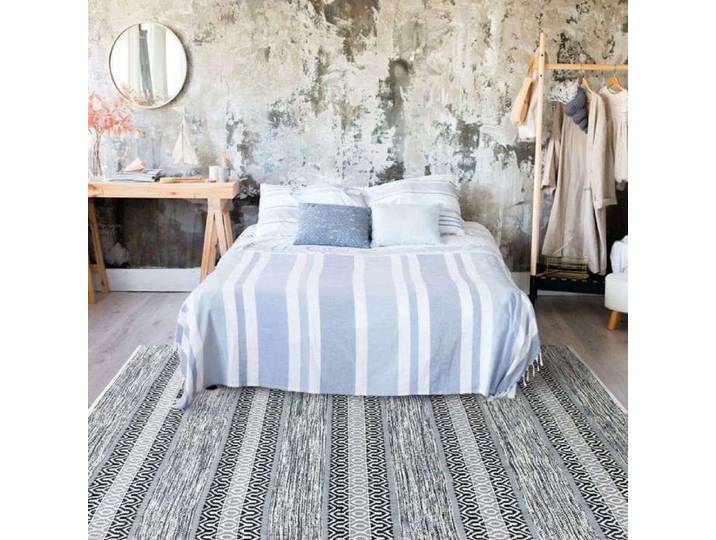Tapis en coton esprit ethnique noir et blanc 190x290