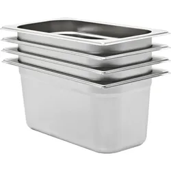 Helloshop26 - 4er-Set stapelbare Gastronorm Behälter Küche 325 x 176 x 150 mm Edelstahl silber 02_0045993