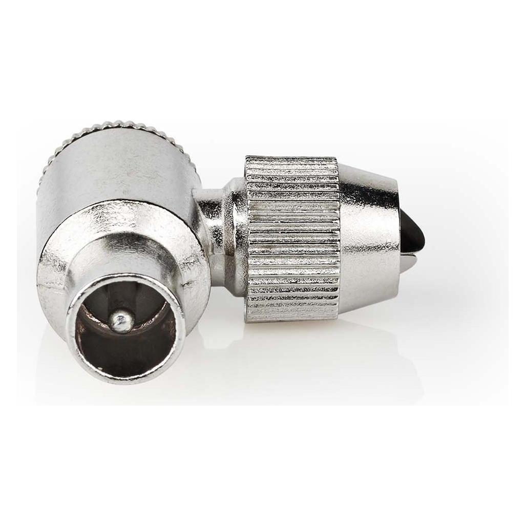 Nedis IEC (Coax) Stecker - 90° abgewinkelt - Stecker - Vernickelt - 75 Ohm - Schraube - Kabeleingang (75 dB) (CSGB40905ME)