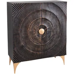 riess-ambiente Highboard GOLDEN SUNSET - 120cm schwarz / gold handgearbeitet Mangoholz