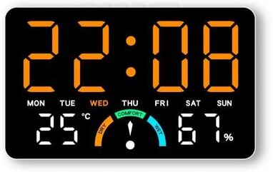 Uplift Picks Multifunction Digital Wall Clock With LED Display And Voice Control white orange