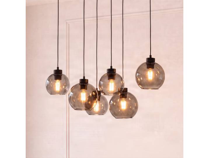 Hängeleuchte Cubus, rauchgrau, Glas, 74 cm lang, 6-flammig TK Lighting - Wohnzimmer - Modern - Mehrflammig