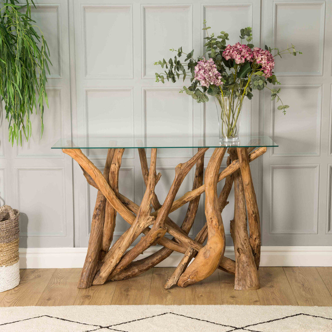 Union Rustic Deweese 120 cm W Glass Top Console Table Clear 76cm H X 120cm W X 40cm D