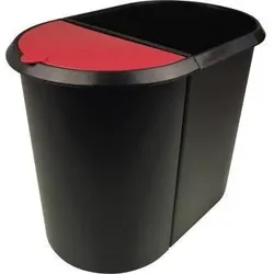 Helit Papierkorb Duo-System 20+9l H6103992 oval Kunststoff sw/rot