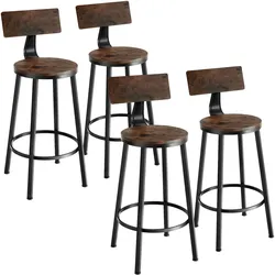 TecTake GmbH tectake Barhocker Poole 4er-Set Industrie-Stil Dunkel