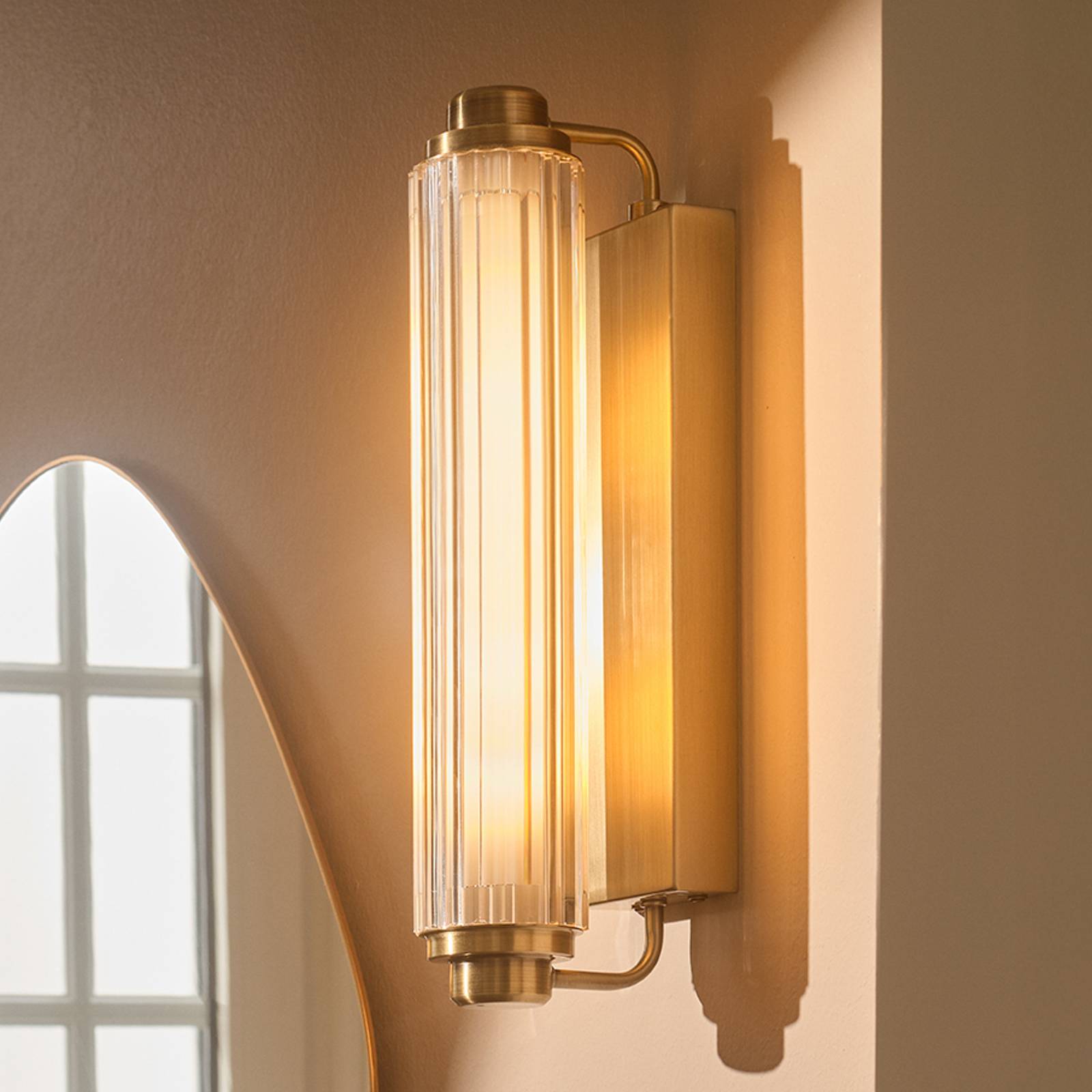 Nordlux Wall Light Nimal Double, dimmable, Brass / gold, Bathroom, Plastic, Wall Light