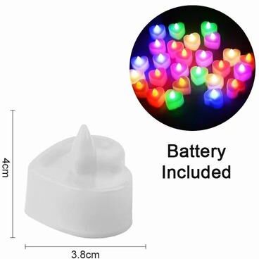 Uplift Treasures Heart Shaped LED Tealight Candles Battery Operated Flickering Lights white Shell colorful 4pcs