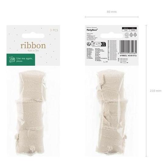Partydeco Hellbeiges Chiffonband 40mm/5m 3 Stk (3 Stk.) (47722066)