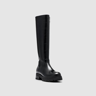 Stiefel ESPRIT "LILLI", Damen, Gr. 39, Textil, Normalschaft, schwarz, Lederimitat, Schuhe Stiefel, Langschaftstiefel mit Blockabsatz