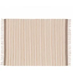 Oviala Business Gestreifter rechteckiger Flachgewebeteppich aus Wolle und Jute 80 x 200 cm
