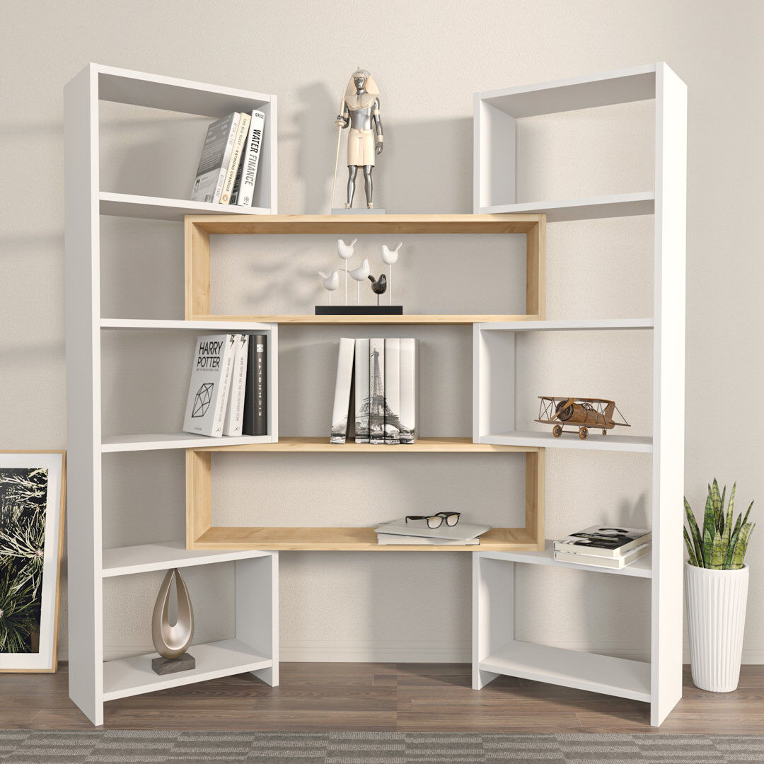 Latitude Run Lilea 150cm H x 165cm W Standard Bookcase White/Brown
