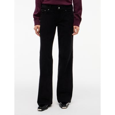 Cordhose TOMMY JEANS "TJW LW BOOTCUT CORD PANT", Damen, Gr. 26, Länge 30, schwarz, Web, Obermaterial: 98% Baumwolle, 2% Elasthan, unifarben, bootcut fit lang, Hosen Cordhose, Baumwollmischung, bootcut fit