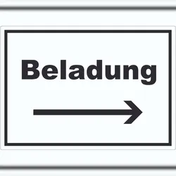 HB-Druck Beladung Aufkleber mit Text und Richtungspfeil rechts Transport Fracht waagerecht A1 (594x841mm)