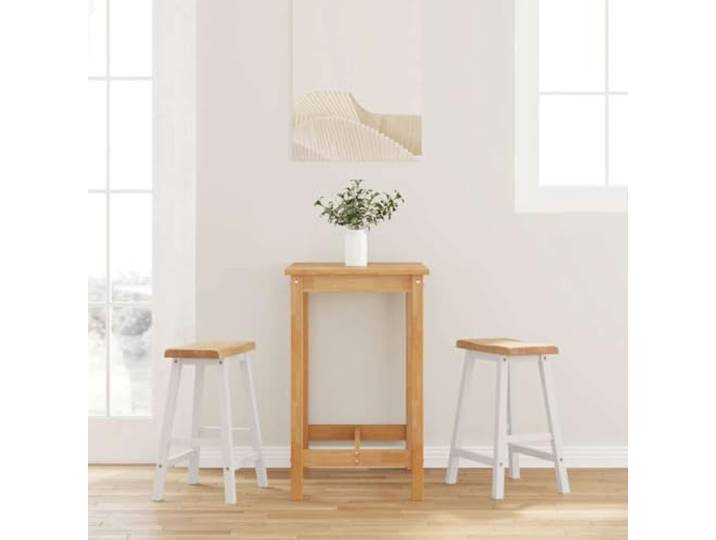 VIHHQGC Barhocker 2er Set Weiß Massivholz Gummibaum mit Fußstütze 2er Set, Weiß, Gummibaum-Massivholz, stoßfest, Fußstütze, Esszimmer, Wohnzimmer