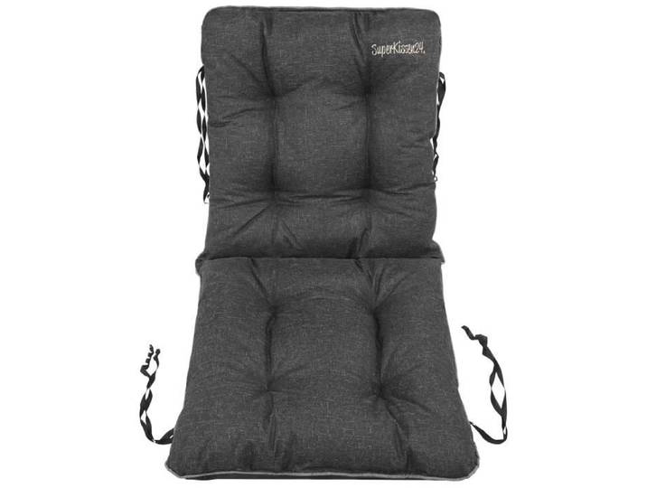 Coussin Dossier pour Chaise Longue Siège Banc de Jardin Canapé - Imperméable - Lin Noir