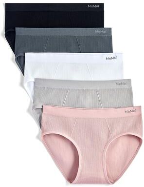 Plus Size Women's 5 Pair Women's Seamless Ribbed No-Show Tag-Free Briefs by MeMoi in White Multi (Size 1X)