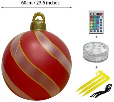 Uplift Essentials 24 Inch Outdoor Waterproof Inflatable Christmas Ornament Ball style C