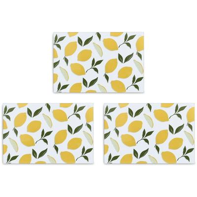 Schneidebrett ZELLER PRESENT "Glasschneideplatte "Lemons", 3er Set", bunt, B:20cm H:0,6cm L:30cm, Sicherheitsglas, Schneidebretter, Silikonfüße