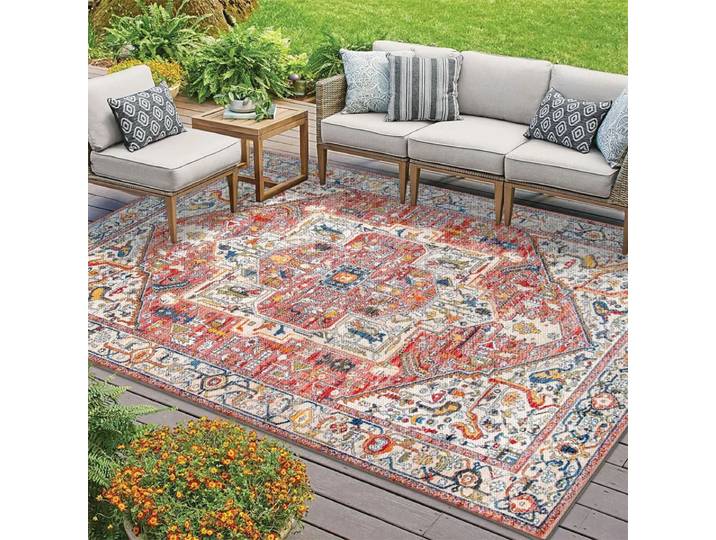 VIKAMA extérieur Vintage persan carré tapis doux confortable antidérapant Air ouvert balcon canapé salon décor à la maison tapis
