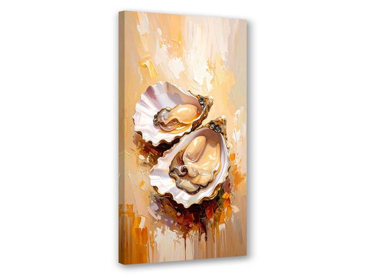 Feeby Leinwandbild Austern Meeresfrüchte Sushi 40x80cm, Beige, Essen/Getränk, Rechteckig, 40x80 cm, Bilder & Rahmen, Bilder, Leinwandbilder