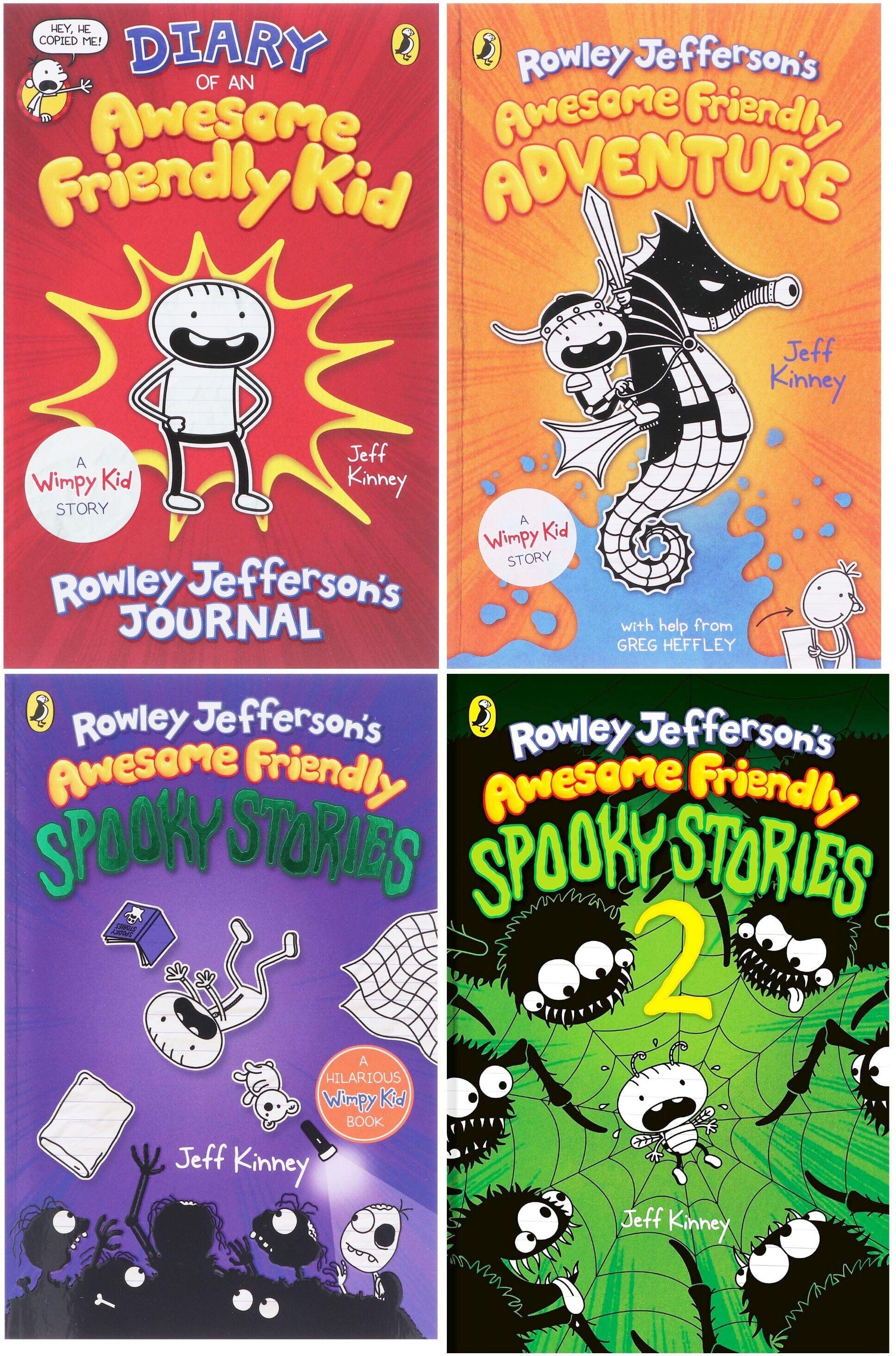 Awesome Friendly Kids Series 4 Books Collection Set by Jeff Kinney - Ages 7-12 - Paperback/Hardback Penguin Random House