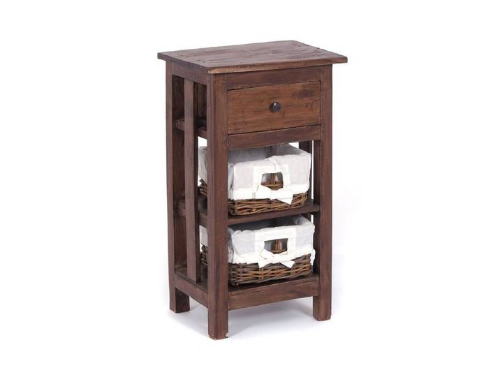 DESIGN DELIGHTS Telefontisch TELEFONTISCH RATTAN 70 , 70x38x28cm (HxBxT), Altholz massiv Beistell