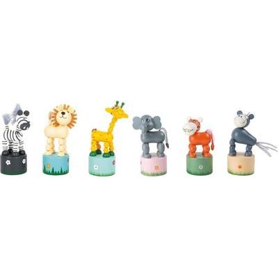 small foot 7924 - Drückfiguren-Set Afrika-Tiere, 6-teilig, Holz, Höhe: 11cm