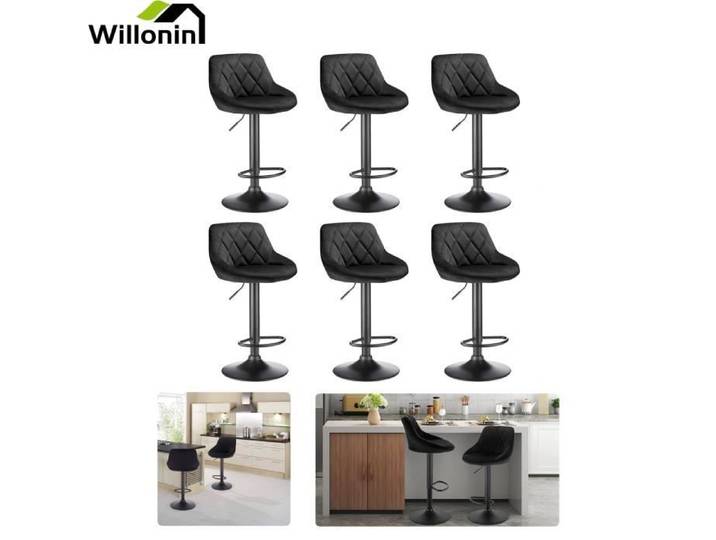 Willonin® 6PCS TABOURET DE BAR - 35 x 37 x ( 84.5-105 ) cm