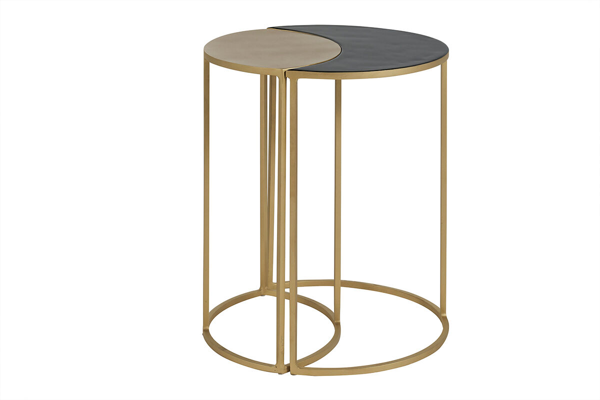 Miliboo Beistelltisch aus schwarzem und goldfarben lackiertem Metall TOSCANE