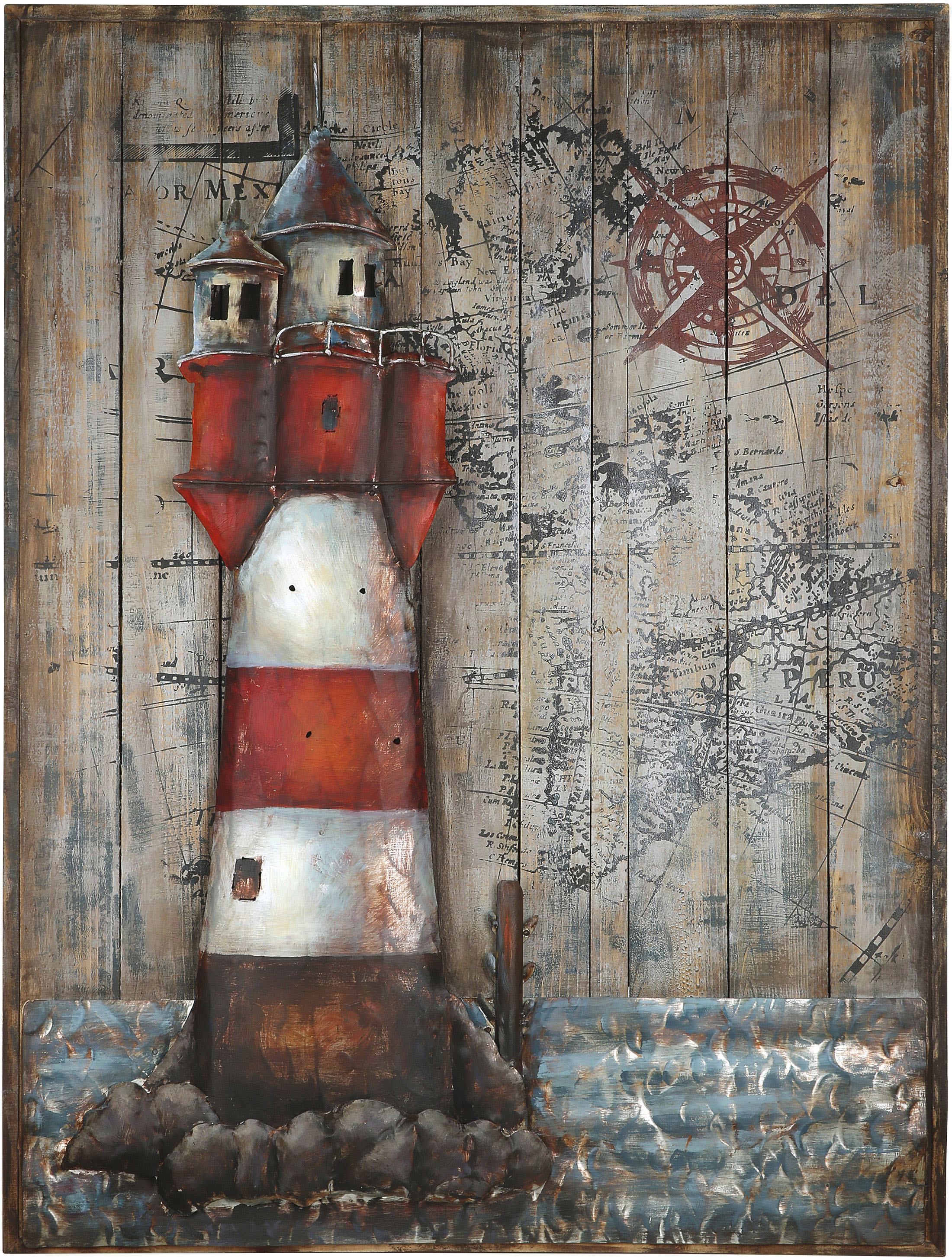 Metallbild GILDE GALLERY "Kunstobjekt Leuchtturm", bunt (farbe bild(er): bunt), B:75cm H:100cm T:6cm, Metall, Bilder, Metallbild