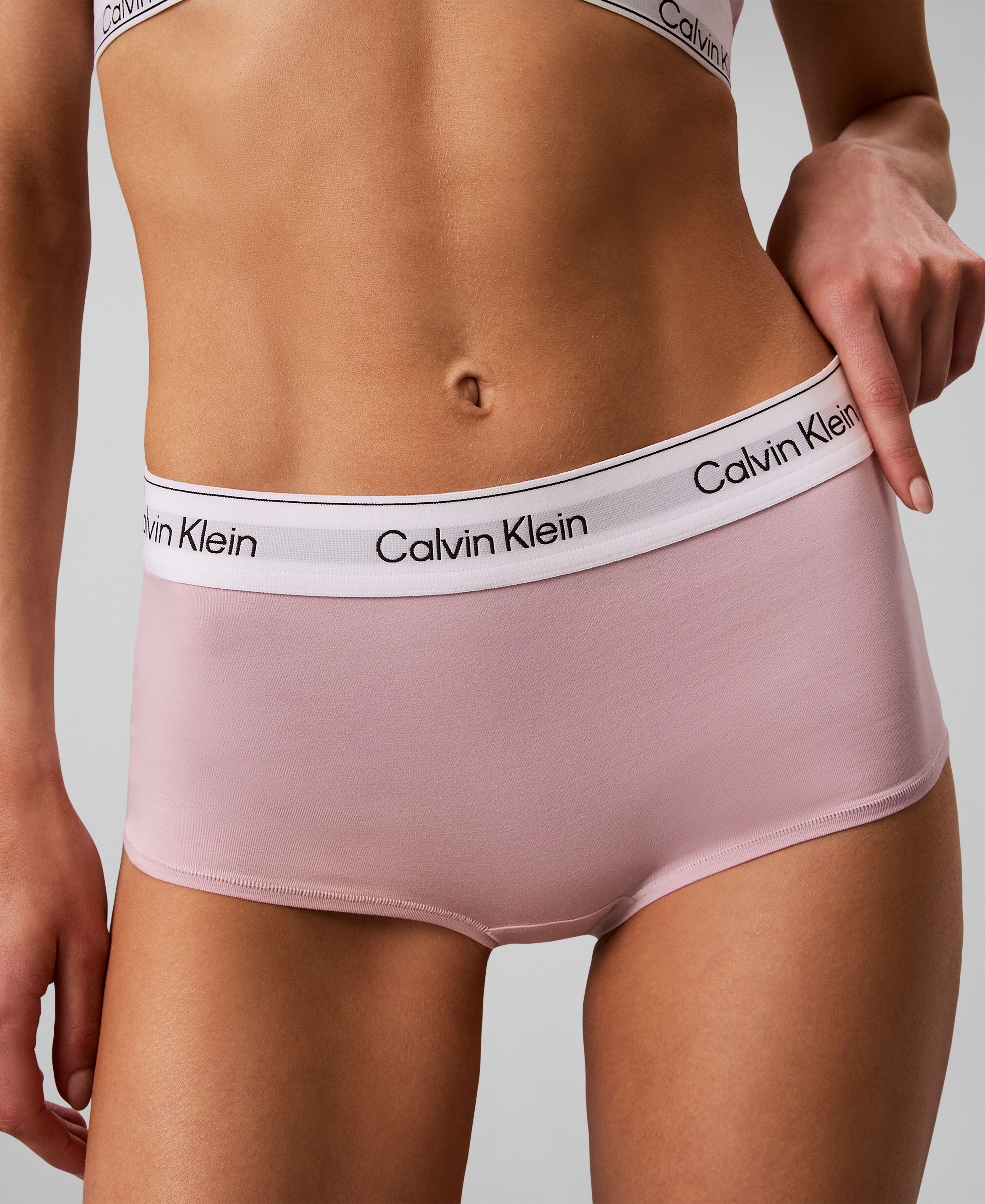 Panty "BOYSHORT", Damen, Gr. XL (42), Jersey, rosa (hawaii orchid), Jersey, Obermaterial: 53% Baumwolle, 35% Modal, 12% Elasthan, CALVIN KLEIN UNDERWEAR, körpernah, Unterhosen Panty, elastischer Logo-Bund hawaii orchid XL (42), Jersey