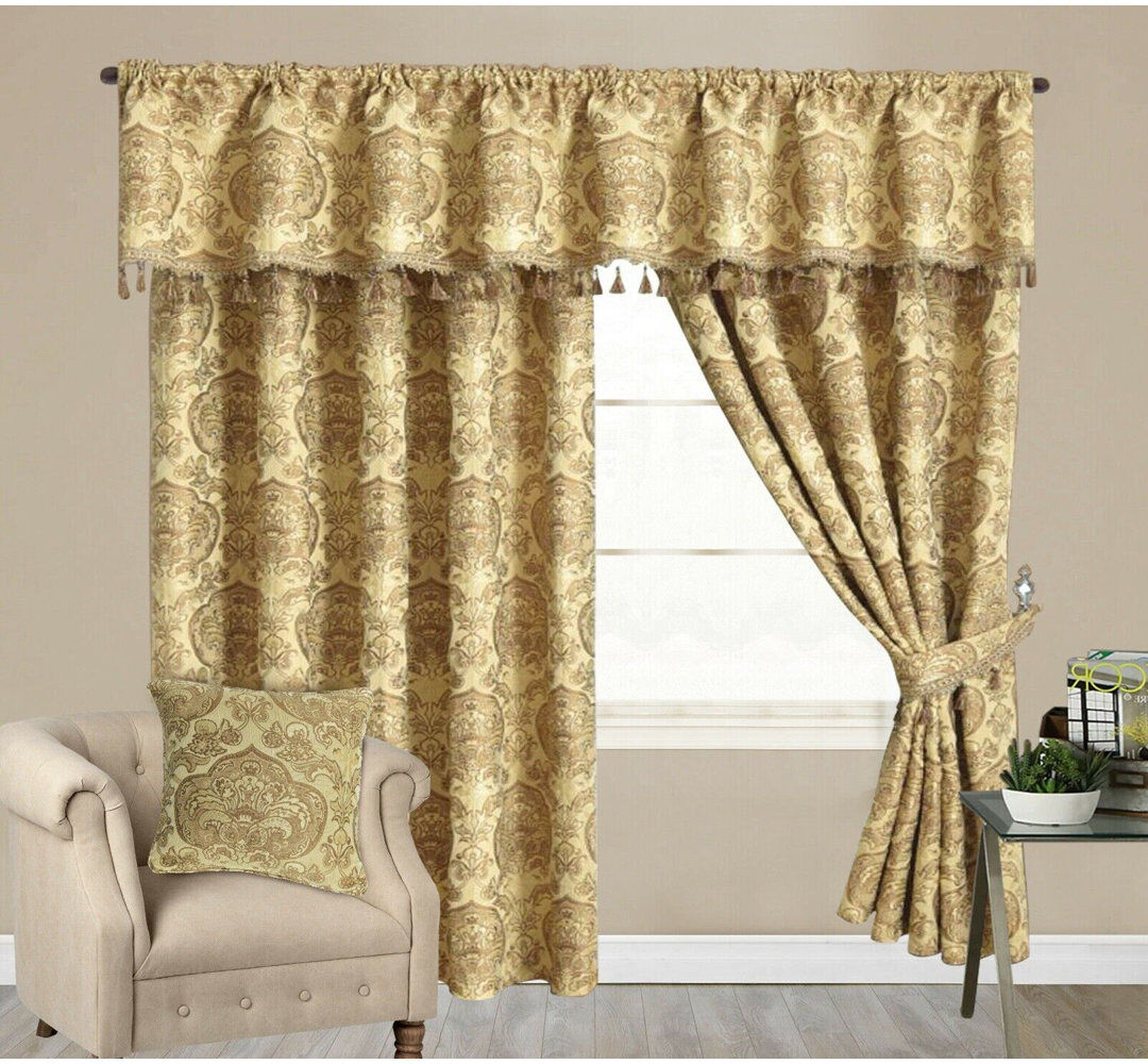 Astoria Grand Mckellar Chenille Blackout Curtain Pair Gold 116 W x 137 D cm